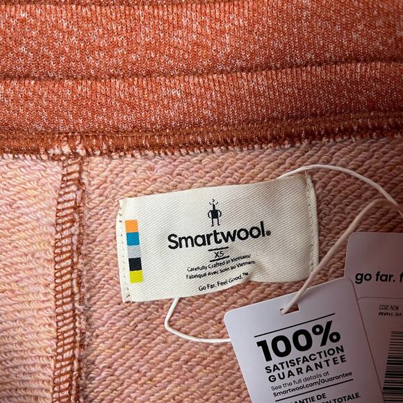 Smartwool Recycled Terry Shorts Picante Orange XS Womens Drawstring $95 - Picture 5 of 9